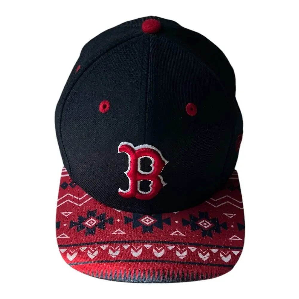 Boston Red Sox Black New Era 9fifty Snapback Hat Graphic Aztec Bill Cap Baseball